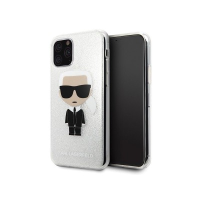 Husa Premium Karl Lagerfeld Originala iPhone 12 / iPhone 12 Pro, Glitter Karl Argintiu
